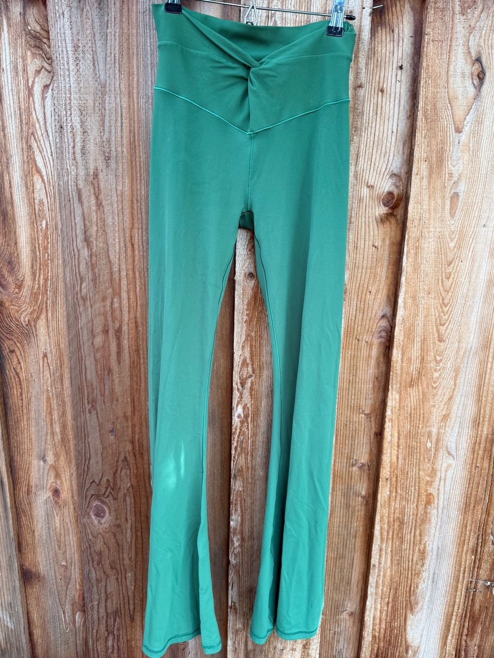 Green High-Waist Flare Leggings
